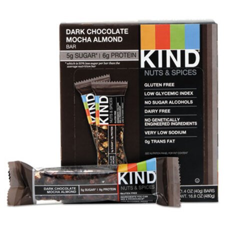 Picture of Nuts and Spices Bar, Dark Chocolate Mocha Almond, 1.4 oz Bar, 12/BoxKND-18554