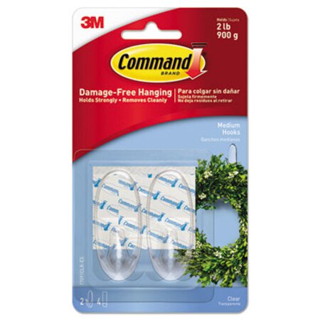 Picture of Clear Hooks and Strips, Plastic, Medium, 2 Hooks and 4 Strips/PackMMM-17091CLRES
