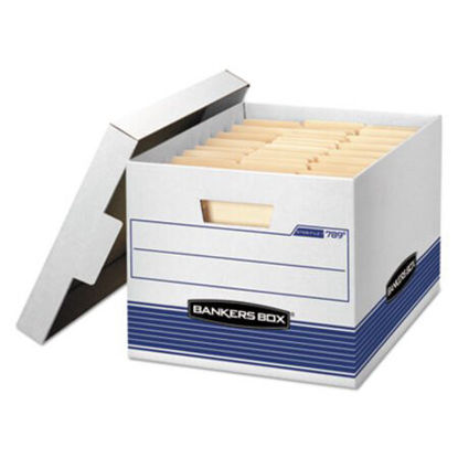 Picture of STOR/FILE Medium-Duty Letter/Legal Storage Boxes, Letter/Legal Files, 12.75" x 16.5" x 10.5", White/Blue, 12/CartonFEL-00789