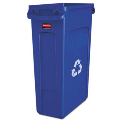 Picture of Slim Jim Recycling Container with Venting Channels, Plastic, 23 gal, BlueRCP-354007BE