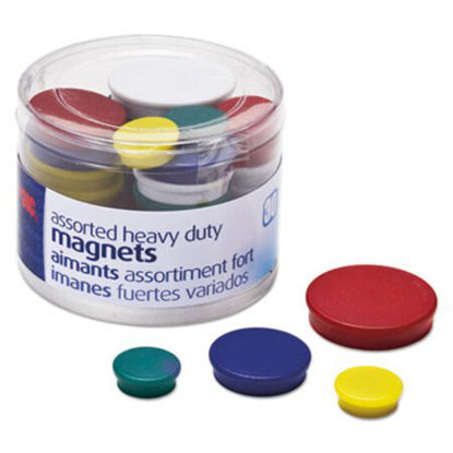 Picture of Assorted Heavy-Duty Magnets, Circles, Assorted Sizes and Colors, 30/TubOIC-92501