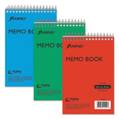 Picture of Memo Pads, Narrow Rule, 6 x 4, Three Assorted Color Covers, 40 Sheets, 3/PackTOP-45094