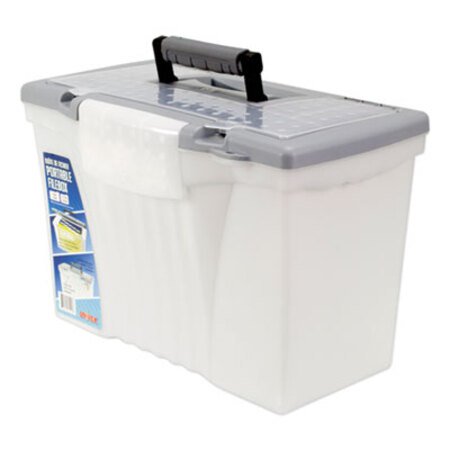 Picture of Portable Letter/Legal Filebox with Organizer Lid, Letter/Legal Files, 14.5" x 10.5" x 12", Clear/SilverSTX-61511U01C