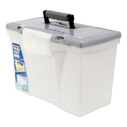 Picture of Portable Letter/Legal Filebox with Organizer Lid, Letter/Legal Files, 14.5" x 10.5" x 12", Clear/SilverSTX-61511U01C