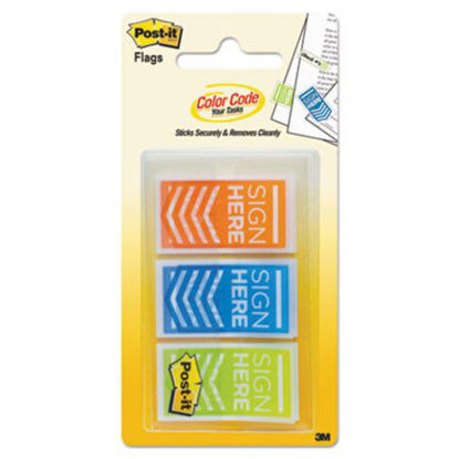 Picture of Arrow Message 1" Page Flags, "Sign Here", Blue/Lime/Orange, 60/PackMMM-682SHOBL