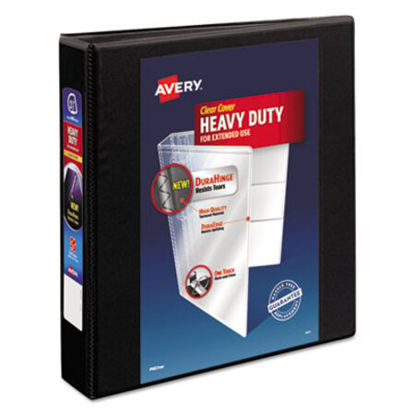 Picture of Heavy-Duty View Binder with DuraHinge and One Touch EZD Rings, 3 Rings, 1.5" Capacity, 11 x 8.5, BlackAVE-79695