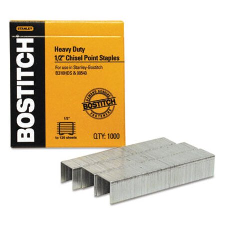 Picture of Heavy-Duty Premium Staples, 0.5" Leg, 0.5" Crown, Steel, 1,000/BoxBOS-SB35121M