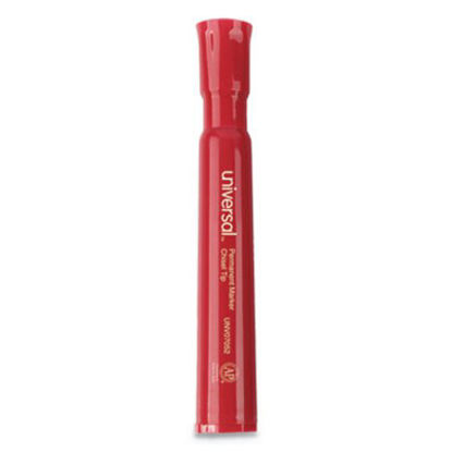 Picture of Chisel Tip Permanent Marker, Broad Chisel Tip, Red, DozenUNV-07052