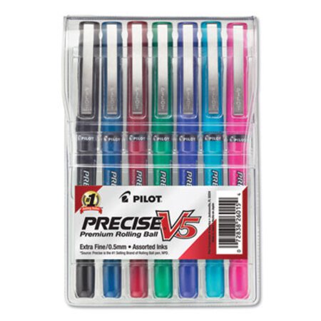 Picture of Precise V5 Roller Ball Pen, Stick, Extra-Fine 0.5 mm, Assorted Ink and Barrel Colors, 7/PackPIL-26015