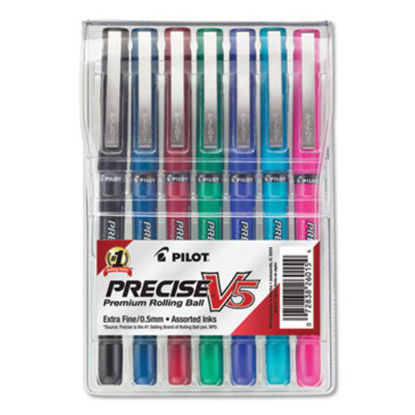 Picture of Precise V5 Roller Ball Pen, Stick, Extra-Fine 0.5 mm, Assorted Ink and Barrel Colors, 7/PackPIL-26015