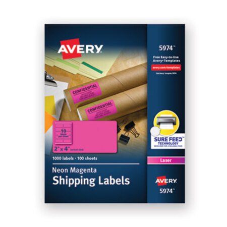 Picture of High-Visibility Permanent Laser ID Labels, 2 x 4, Neon Magenta, 1000/BoxAVE-5974
