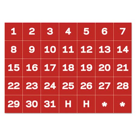 Picture of Interchangeable Magnetic Board Accessories, Calendar Dates, Red/White, 1" x 1"BVC-FM1209