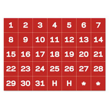 Picture of Interchangeable Magnetic Board Accessories, Calendar Dates, Red/White, 1" x 1"BVC-FM1209