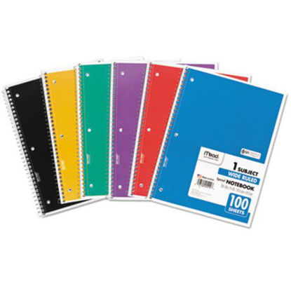Picture of Spiral Notebook, 1 Subject, Wide/Legal Rule, Assorted Color Covers, 10.5 x 7.5, 100 SheetsMEA-05514