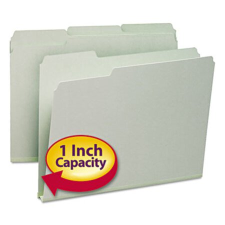 Picture of Expanding Recycled Heavy Pressboard Folders, 1/3-Cut Tabs, 1" Expansion, Letter Size, Gray-Green, 25/BoxSMD-13230