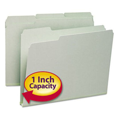 Picture of Expanding Recycled Heavy Pressboard Folders, 1/3-Cut Tabs, 1" Expansion, Letter Size, Gray-Green, 25/BoxSMD-13230