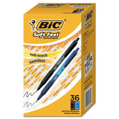 Picture of Soft Feel Ballpoint Pen Value Pack, Retractable, Medium 1 mm, Assorted Ink and Barrel Colors, 36/PackBIC-SCSM361AST