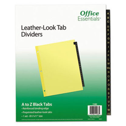 Picture of Preprinted Black Leather Tab Dividers, 25-Tab, LetterAVE-11483