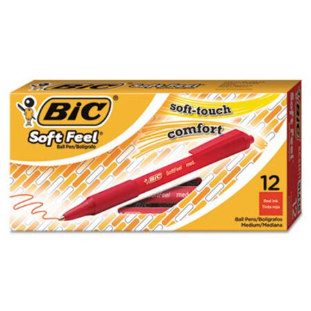 Picture of Soft Feel Ballpoint Pen, Retractable, Medium 1 mm, Red Ink, Red Barrel, DozenBIC-SCSM11RD