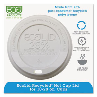 Picture of EcoLid 25% Recyycled Content Hot Cup Lid, White, Fits 10 oz to 20 oz Cups, 100/Pack, 10 Packs/CartonECO-EPHL16WR