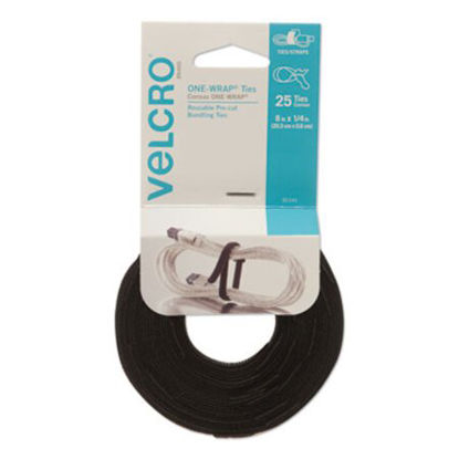 Picture of ONE-WRAP Pre-Cut Thin Ties, 0.25" x 8", Black, 25/PackVEK-91141