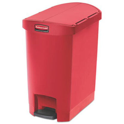 Picture of Slim Jim Resin Step-On Container, End Step Style, 8 gal, RedRCP-1883565