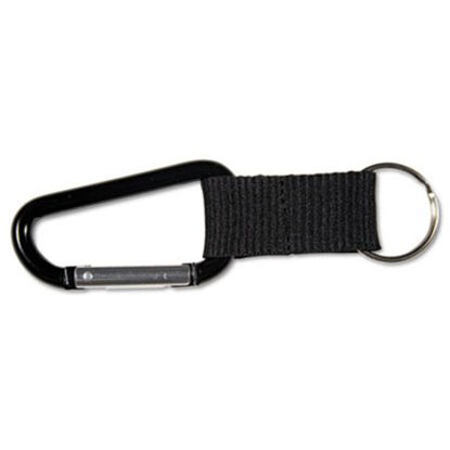 Picture of Carabiner Key Chains, Split Key Rings, Aluminum, Black, 10/PackAVT-75556