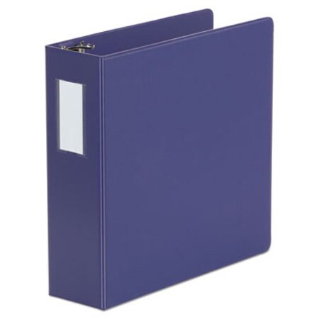 Picture of Deluxe Non-View D-Ring Binder with Label Holder, 3 Rings, 3" Capacity, 11 x 8.5, Navy BlueUNV-20798