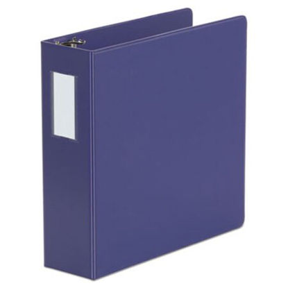 Picture of Deluxe Non-View D-Ring Binder with Label Holder, 3 Rings, 3" Capacity, 11 x 8.5, Navy BlueUNV-20798