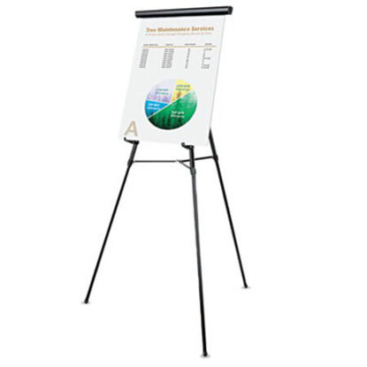 Picture of 3-Leg Telescoping Easel with Pad Retainer, Adjusts 34" to 64", Aluminum, BlackUNV-43150