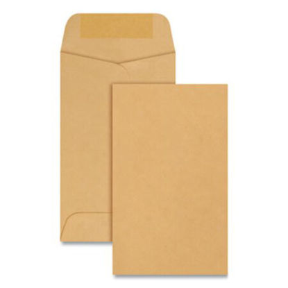Picture of Kraft Coin and Small Parts Envelope, #3, Square Flap, Gummed Closure, 2.5 x 4.25, Brown Kraft, 500/BoxQUA-50260