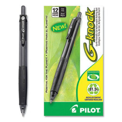 Picture of G-Knock BeGreen Gel Pen, Retractable, Fine 0.7 mm, Black Ink, Black Barrel, DozenPIL-31506