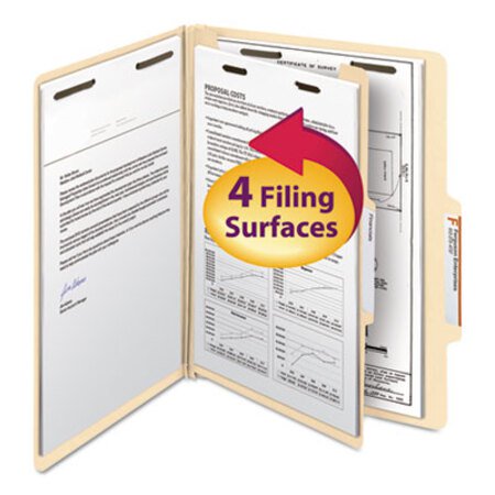 Picture of Manila Four- and Six-Section Top Tab Classification Folders, 1 Divider, Letter Size, Manila, 10/BoxSMD-13700