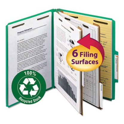 Picture of 100% Recycled Pressboard Classification Folders, 2 Dividers, Letter Size, Green, 10/BoxSMD-14063