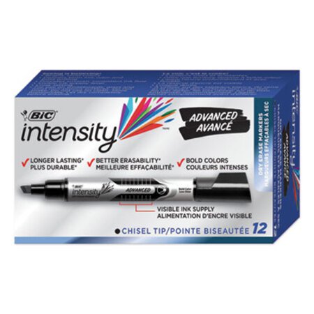Picture of Intensity Advanced Dry Erase Marker, Tank-Style, Broad Chisel Tip, Black, DozenBIC-GELIT11BK