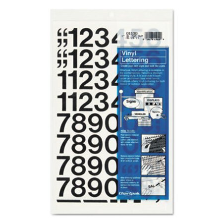 Picture of Press-On Vinyl Numbers, Self Adhesive, Black, 1"h, 44/PackCHA-01130
