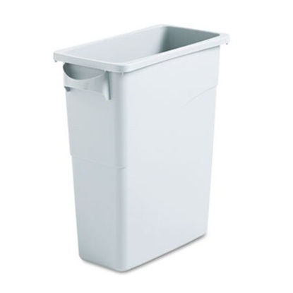 Picture of Slim Jim Waste Container with Handles, Rectangular, Plastic, 15.9 gal, Light GrayRCP-1971258