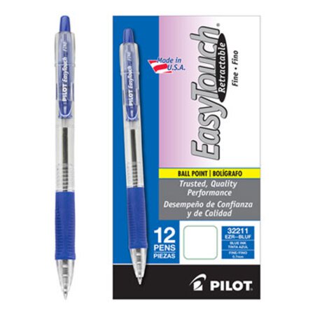 Picture of EasyTouch Ballpoint Pen, Retractable, Fine 0.7 mm, Blue Ink, Clear Barrel, DozenPIL-32211