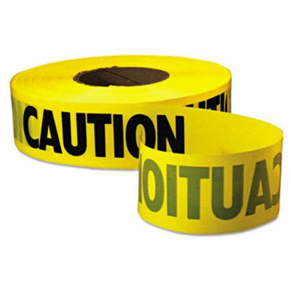 Picture of Caution Barricade Tape, "Caution" Text, 3" x 1,000 ft, Yellow/BlackEML-771001