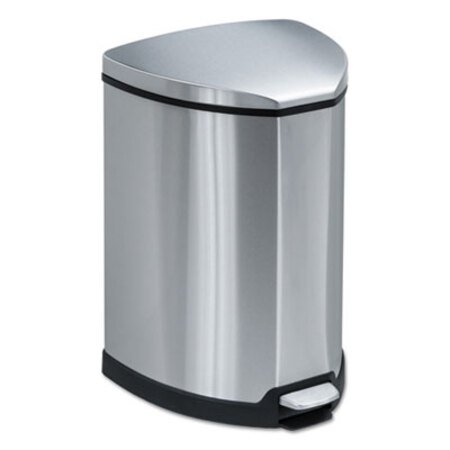 Picture of Step-On Waste Receptacle, Triangular, Stainless Steel, 4 gal, Chrome/BlackSAF-9685SS