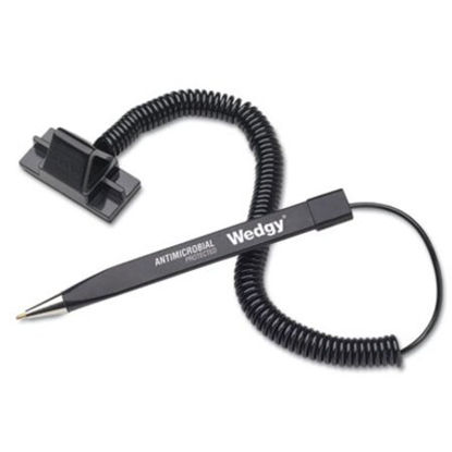 Picture of Wedgy Antimicrobial Ballpoint Counter Pen, Scabbard Base, Medium 1 mm, Blue Ink, BlackMMF-28608