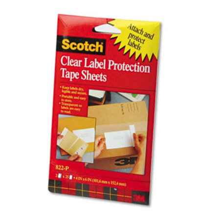 Picture of ScotchPad Label Protection Tape Sheets, 4" x 6", Clear, 25/Pad, 2 Pads/PackMMM-822P
