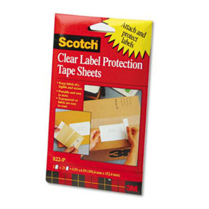 Picture of ScotchPad Label Protection Tape Sheets, 4" x 6", Clear, 25/Pad, 2 Pads/PackMMM-822P