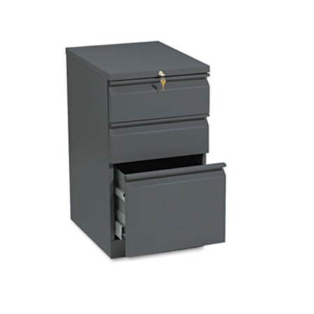 Picture of Brigade Mobile Pedestal with Pencil Tray Insert, Left or Right, 3-Drawers: Box/Box/File, Charcoal, 15" x 19.88" x 28"HON-33720RS