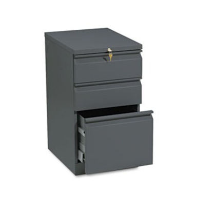 Picture of Brigade Mobile Pedestal with Pencil Tray Insert, Left or Right, 3-Drawers: Box/Box/File, Charcoal, 15" x 19.88" x 28"HON-33720RS