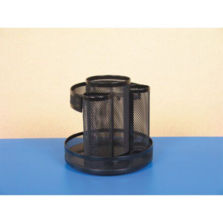 Picture of Metal Mesh Rotating Desktop Organizer, 6 1/2 dia x 6 1/8h, BlackUNV-20022