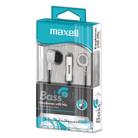 Picture of B-13 Bass Earbuds with Microphone, White, 52" CordMAX-199725