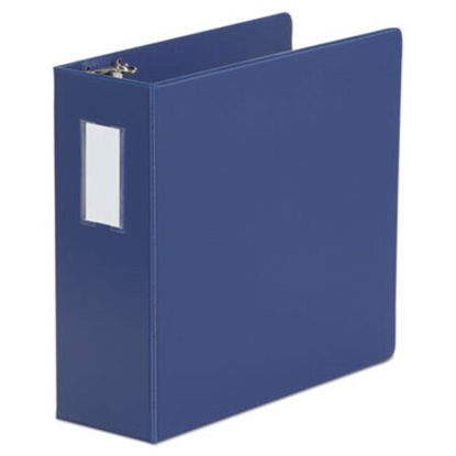 Picture of Deluxe Non-View D-Ring Binder with Label Holder, 3 Rings, 4" Capacity, 11 x 8.5, Royal BlueUNV-20705