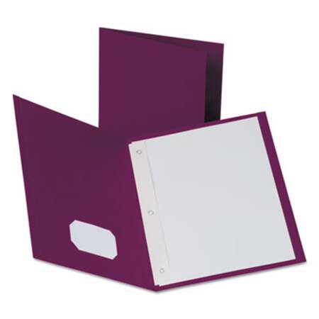 Picture of Twin-Pocket Folders with 3 Fasteners, Letter, 1/2" Capacity, Burgundy, 25/BoxOXF-57757