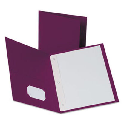 Picture of Twin-Pocket Folders with 3 Fasteners, Letter, 1/2" Capacity, Burgundy, 25/BoxOXF-57757